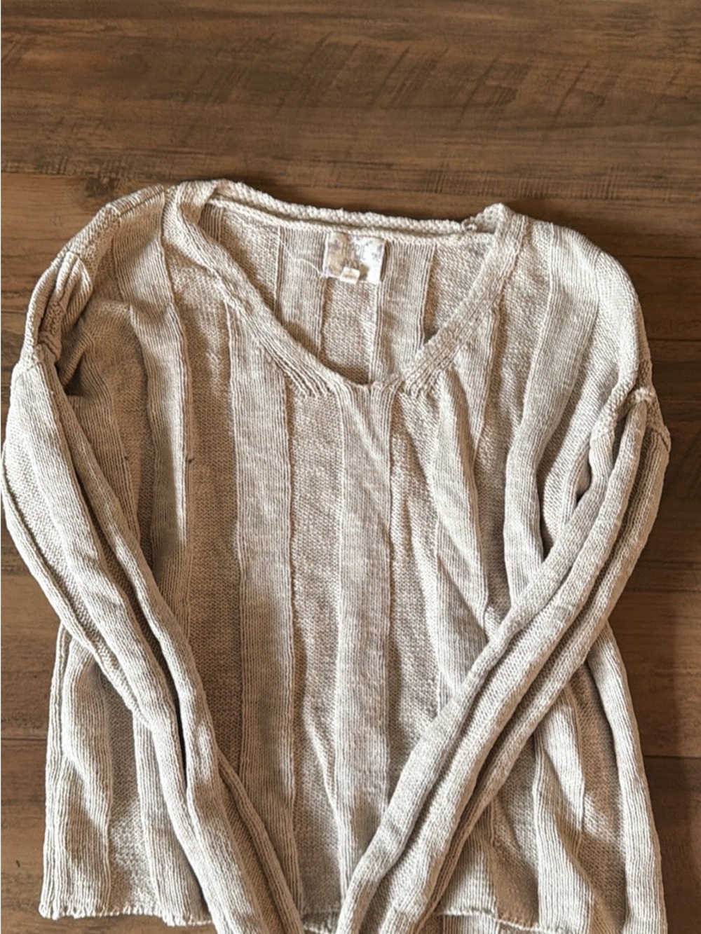 Hippie Rose Cream Knit V‑Neck Sweater